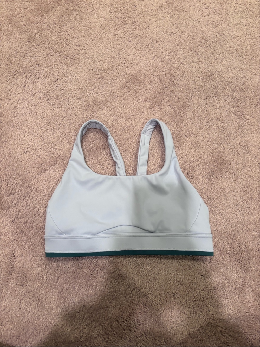 Athleta Light Blue Sports Bra with Green Trim